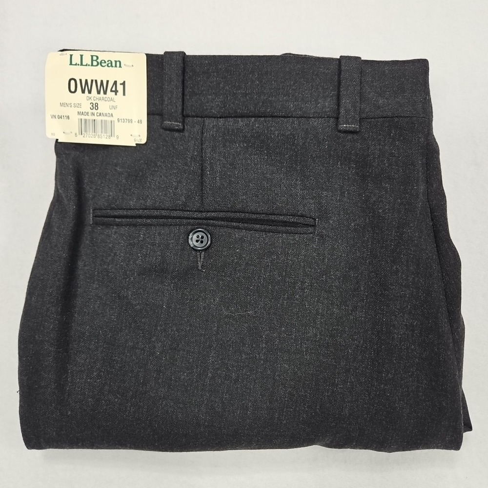 LL Bean‎ 38x32 Charcoal Gray 100% Wool Pleated Mens Dress Pants Vintage Canada